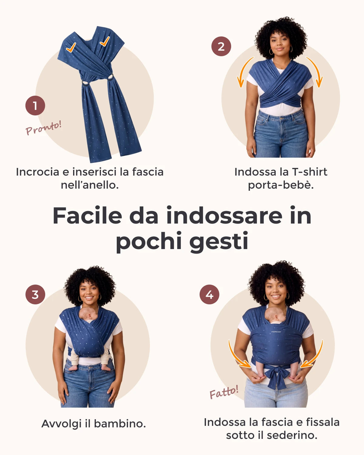 Fascia Porta Bebè Facile da Indossare | Mani Libere