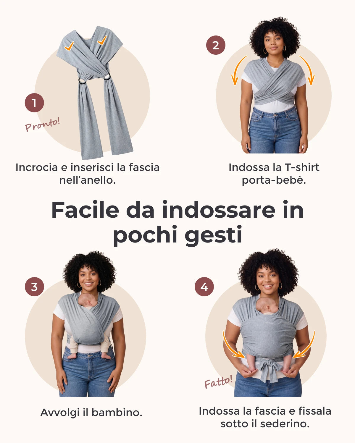Fascia Porta Bebè Facile da Indossare | Mani Libere