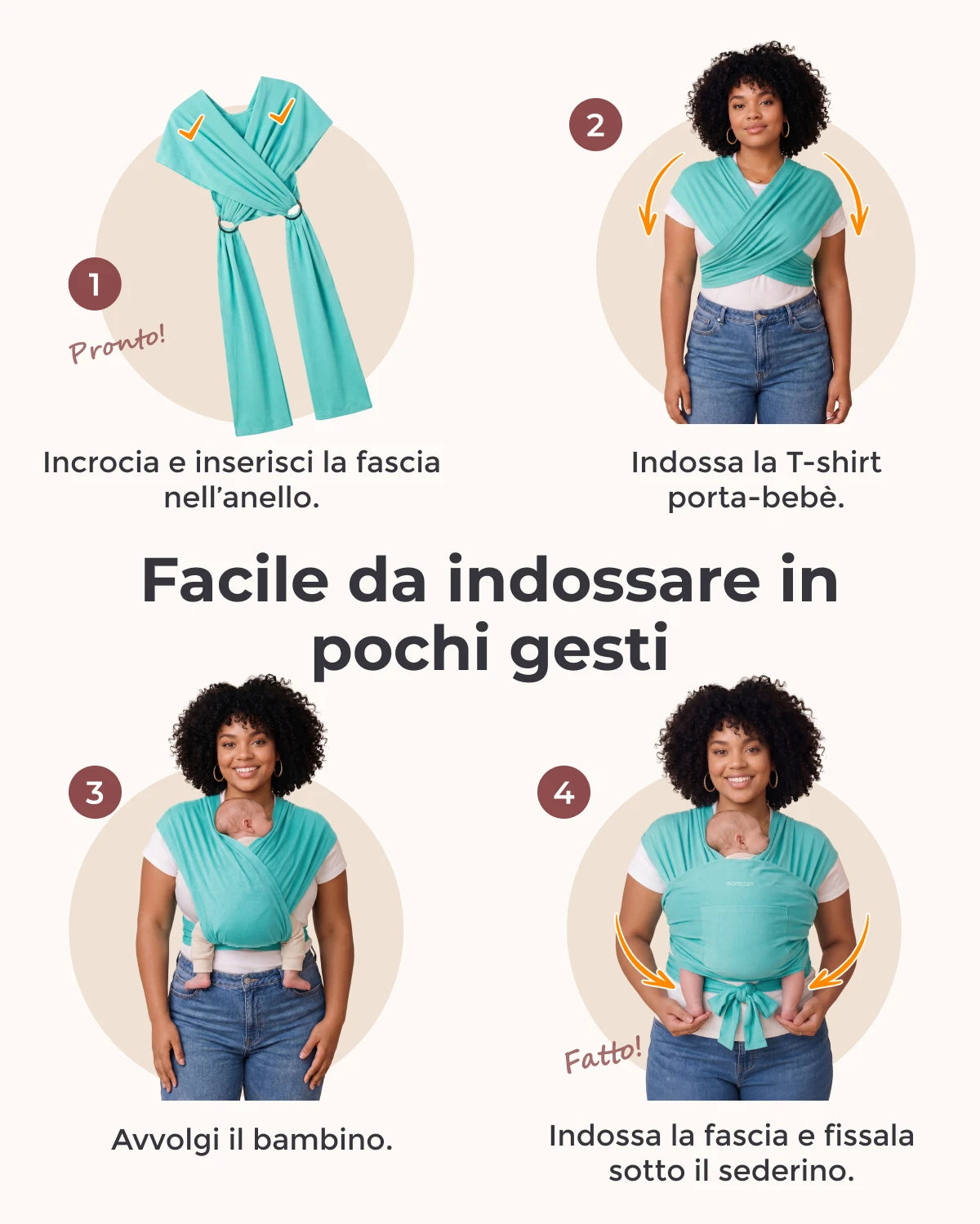 Fascia Porta Bebè Facile da Indossare | Mani Libere