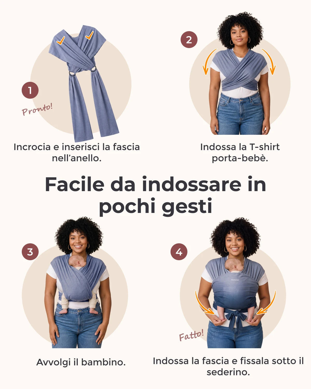 Fascia Porta Bebè Facile da Indossare | Mani Libere