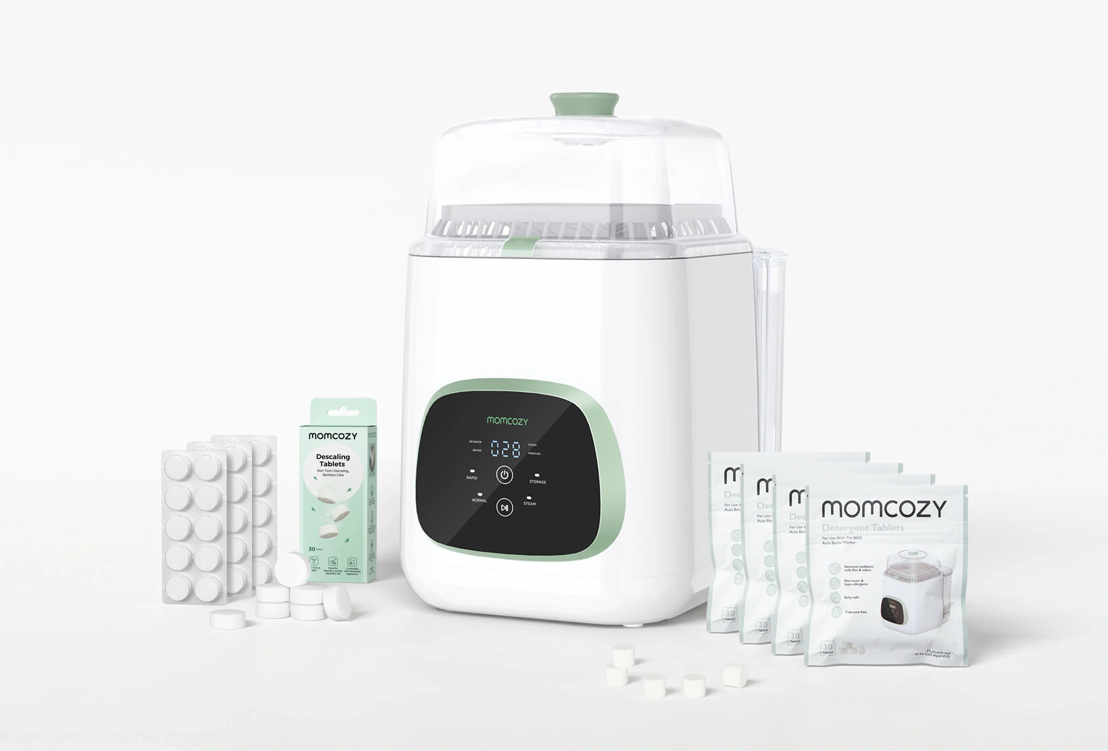 Cleaning Bundle: KleanPal Pro Baby Bottle Washer & 120 Detergent Tablets & 30 Descaling Tablets