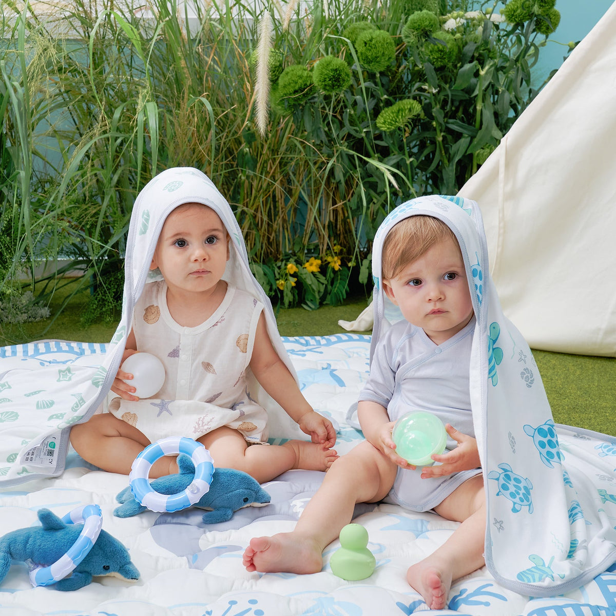 Asciugamano con Cappuccio per Neonato, Ideale per Baby Shower - Confezione da 2