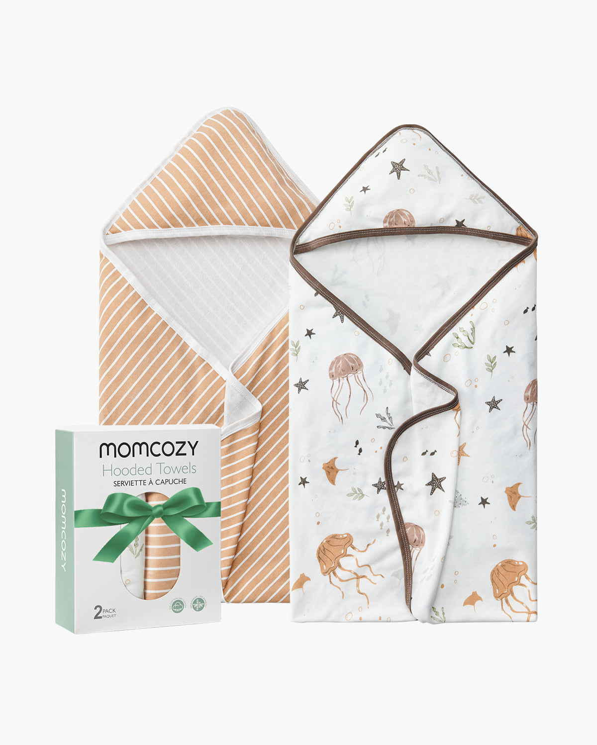 Asciugamano con Cappuccio per Neonato, Ideale per Baby Shower - Confezione da 2