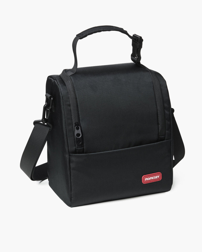Translation missing: it.Black Momcozy Baby Bottle Bag. Features adjustable shoulder strap and top handle. Ideal for Momcozy breast pump accessories