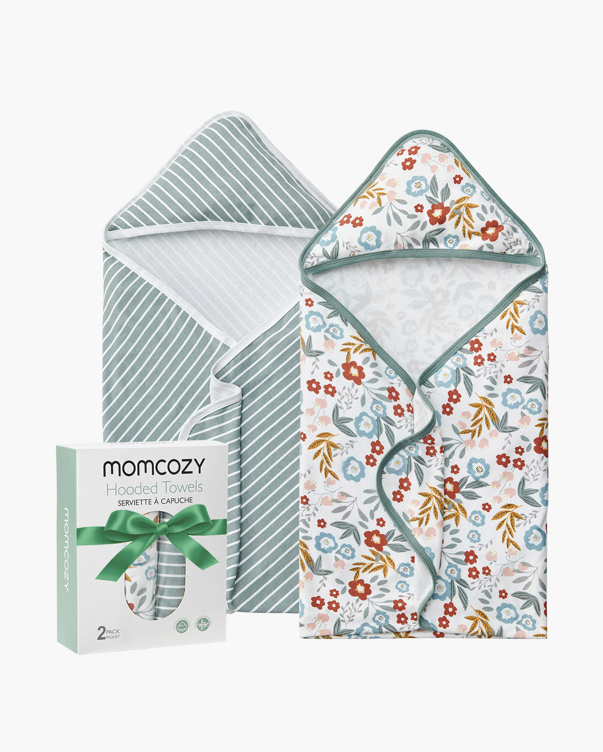 Asciugamano con Cappuccio per Neonato, Ideale per Baby Shower - Confezione da 2