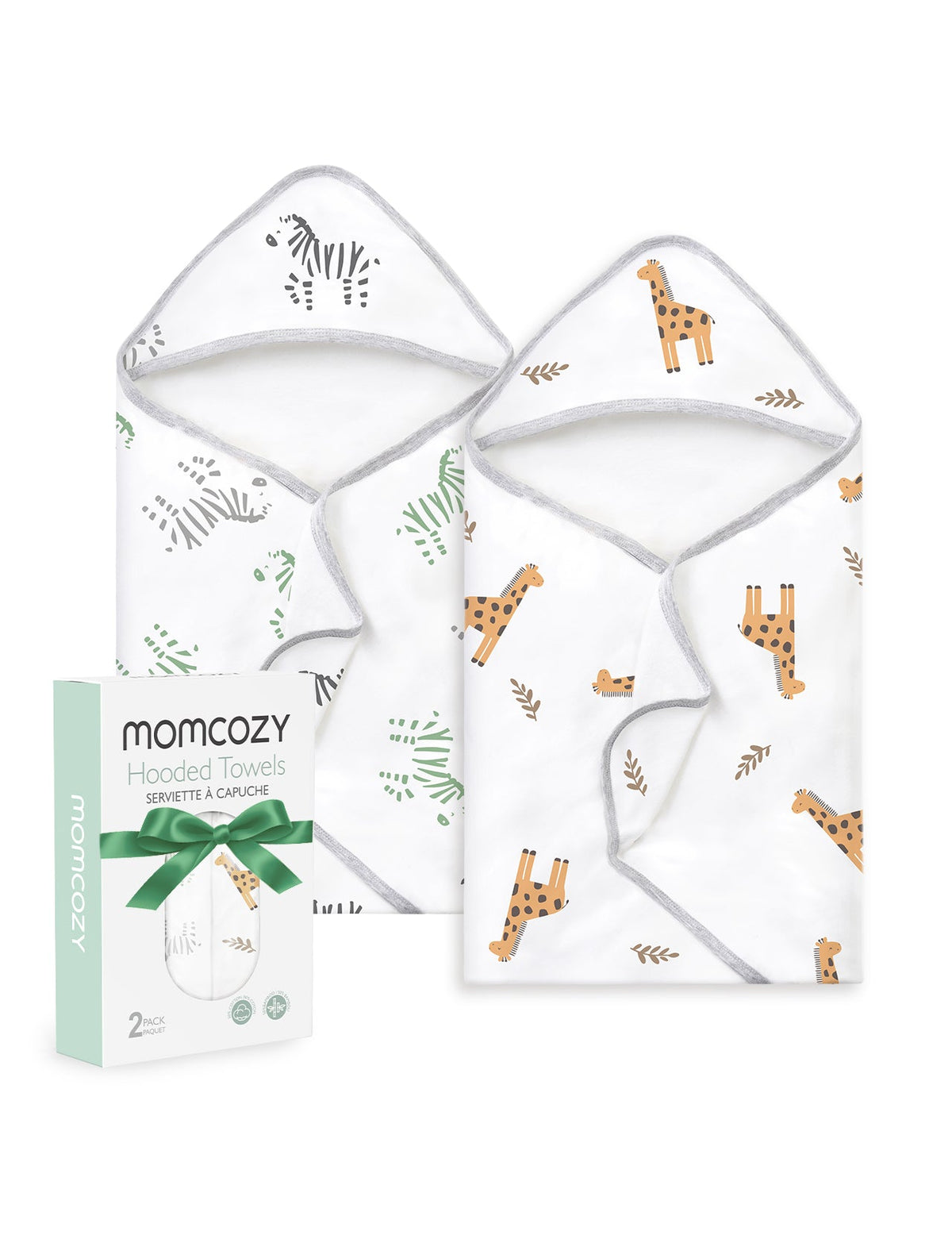 Asciugamano con Cappuccio per Neonato, Ideale per Baby Shower - Confezione da 2