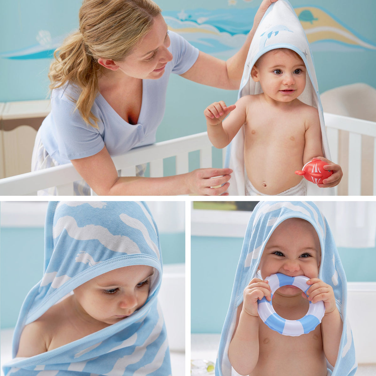 Asciugamano con Cappuccio per Neonato, Ideale per Baby Shower - Confezione da 2