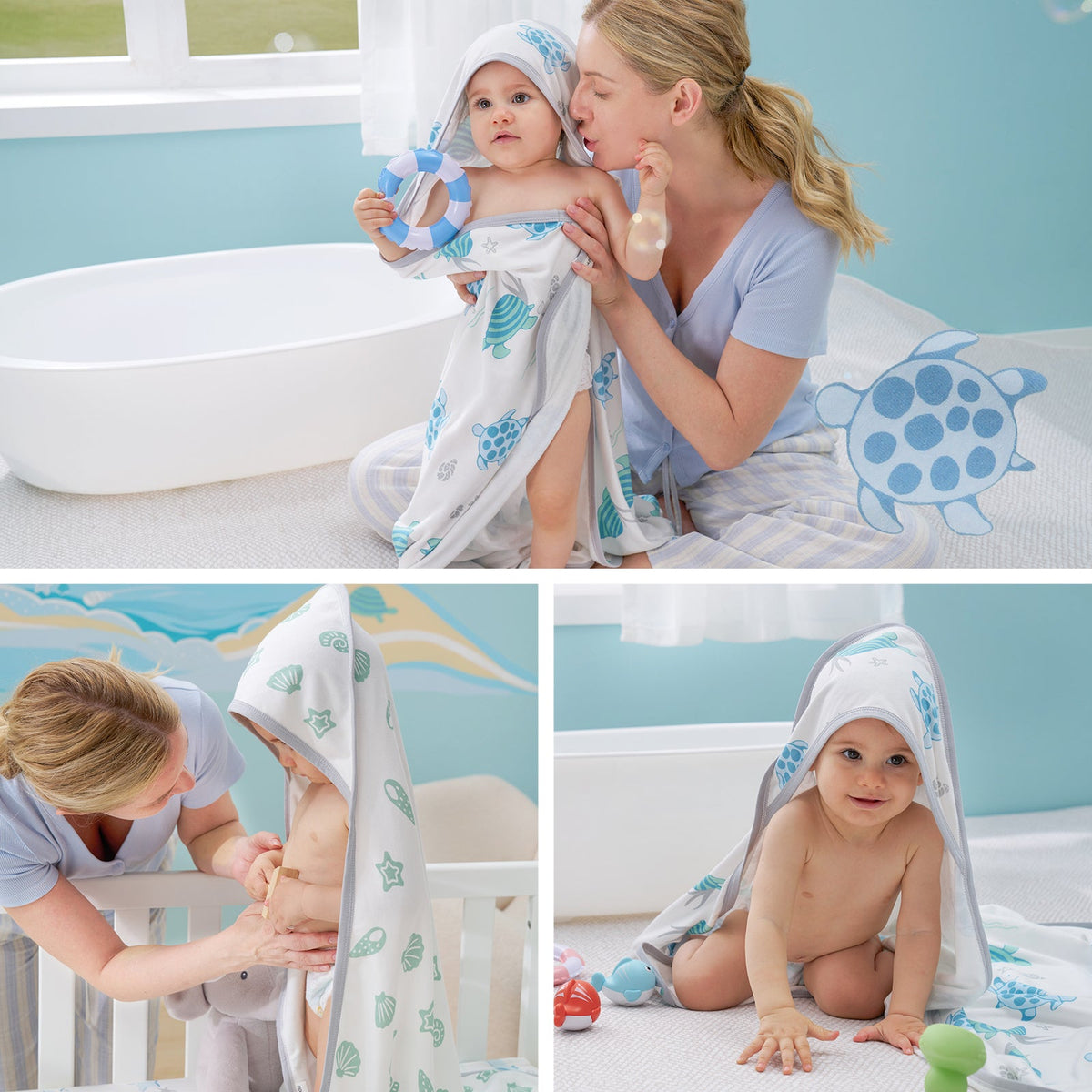 Asciugamano con Cappuccio per Neonato, Ideale per Baby Shower - Confezione da 2