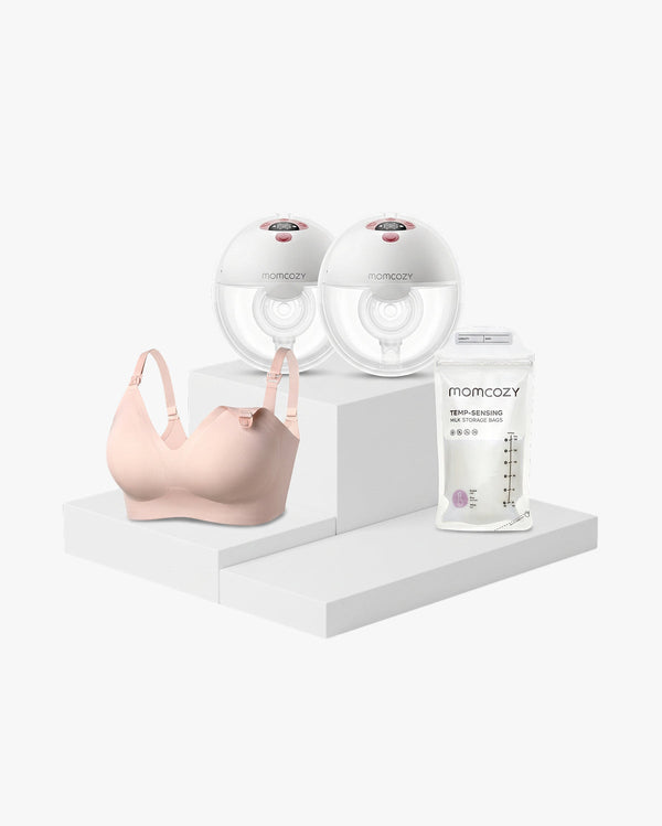 Kit Allattamento: Tiralatte Indossabile Smart M5, 120 Sacchetti Latte Materno e Reggiseno da Allattamento YN21