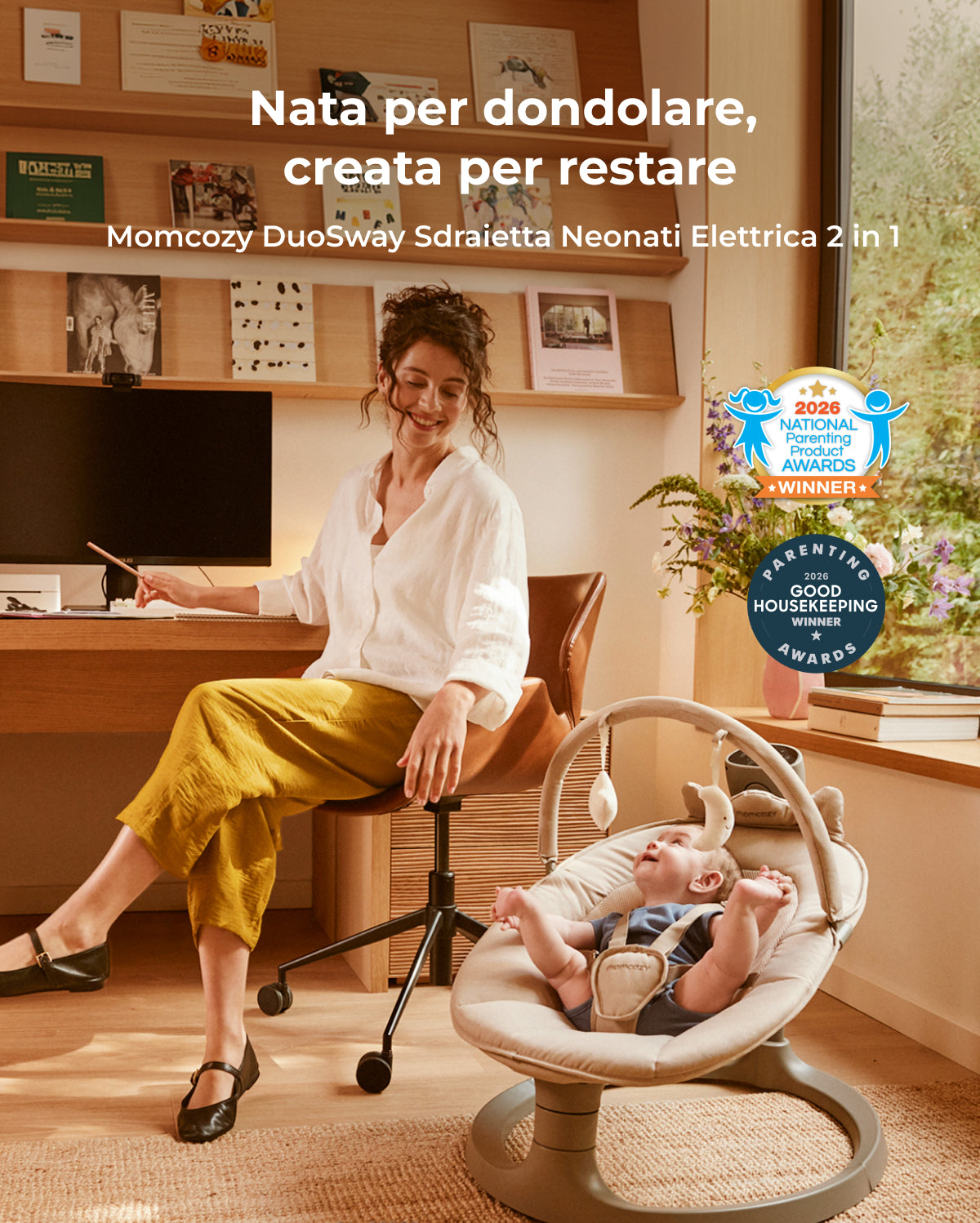 Momcozy 2-in-1 Electric Baby Swing