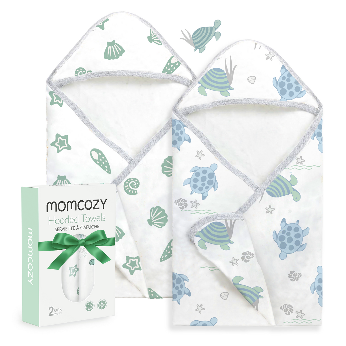 Asciugamano con Cappuccio per Neonato, Ideale per Baby Shower - Confezione da 2