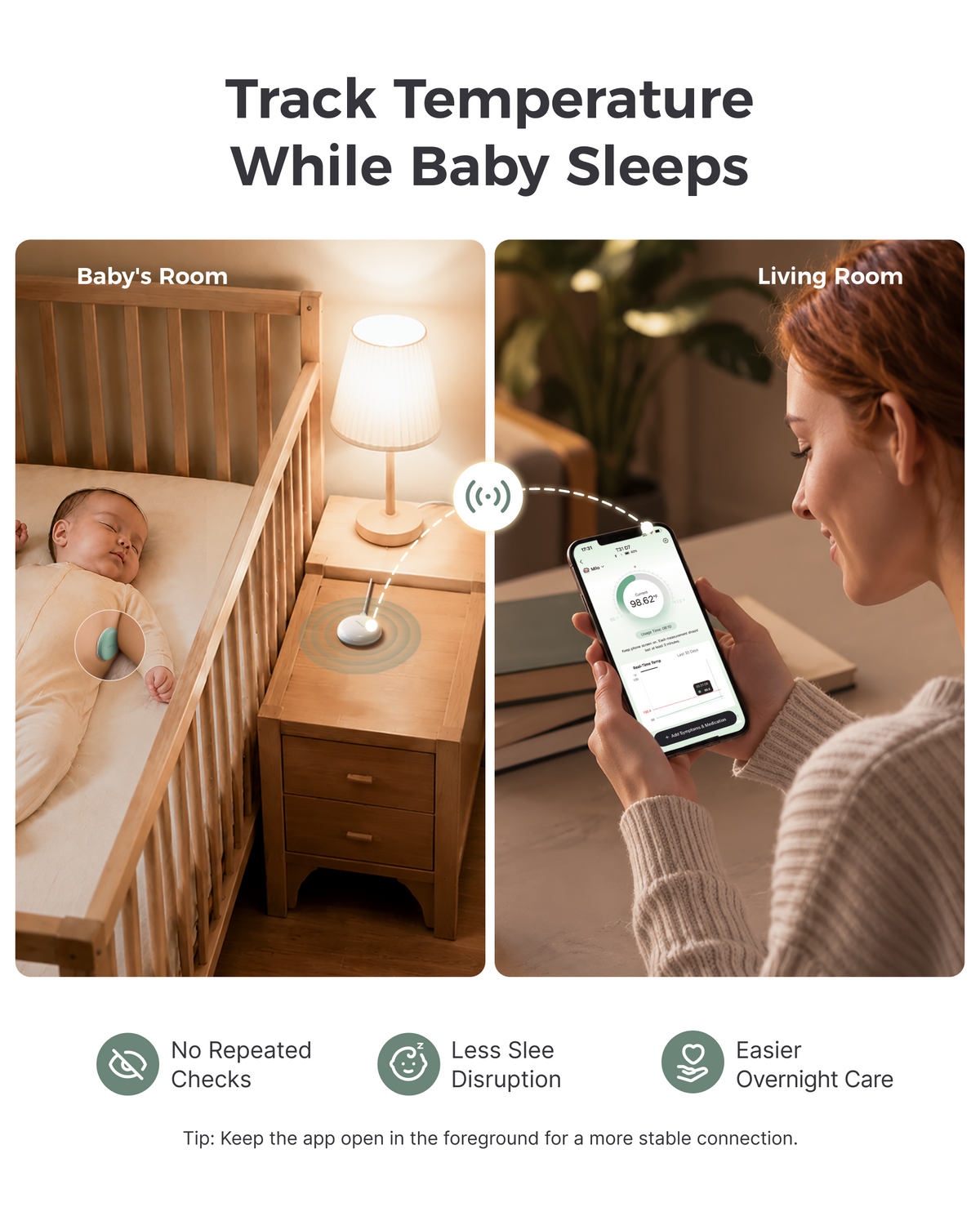 Termometro Intelligente Indossabile per Neonati Momcozy con Ripetitore