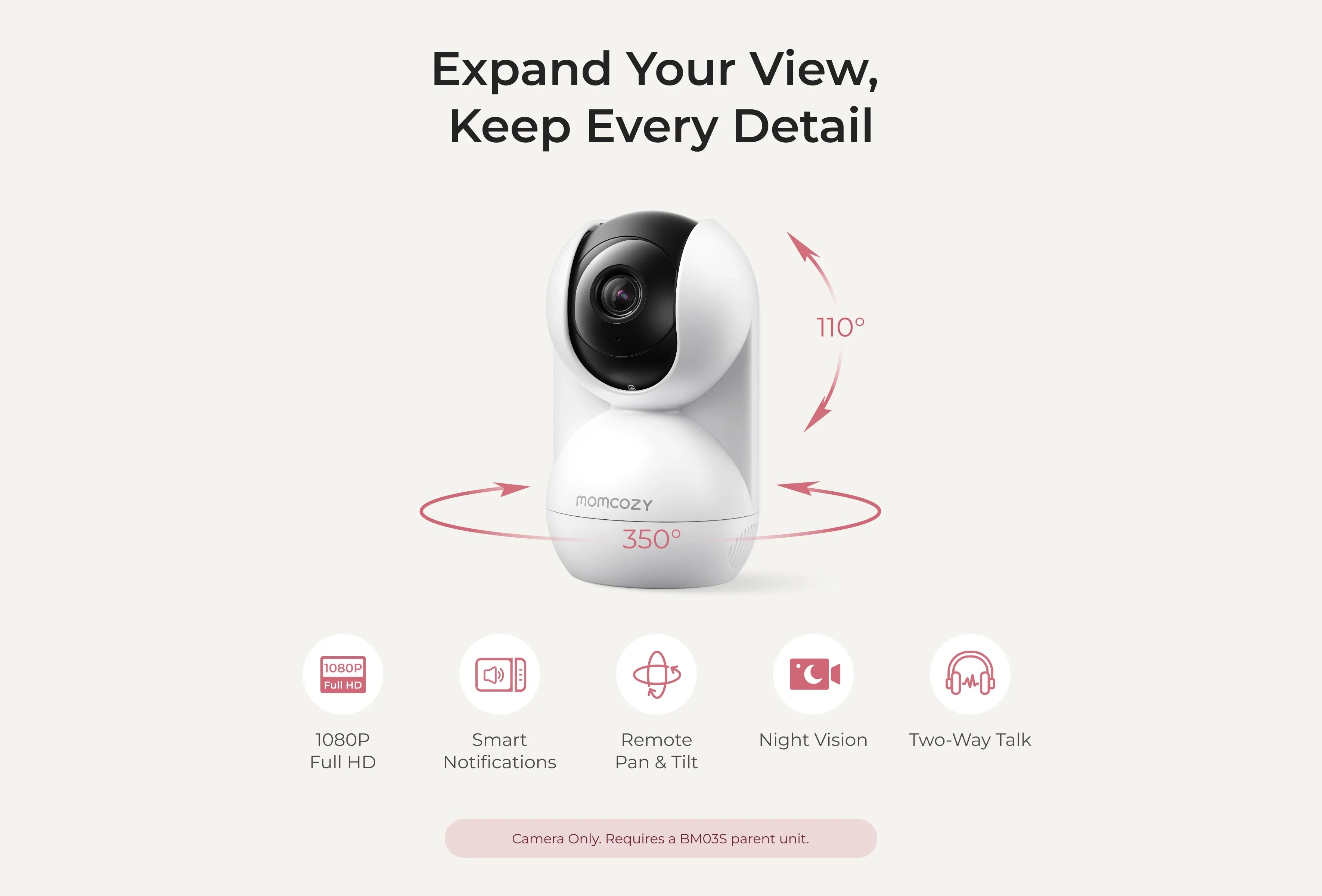 1080p Full HD Camera for Video Baby Monitor BM03 Black