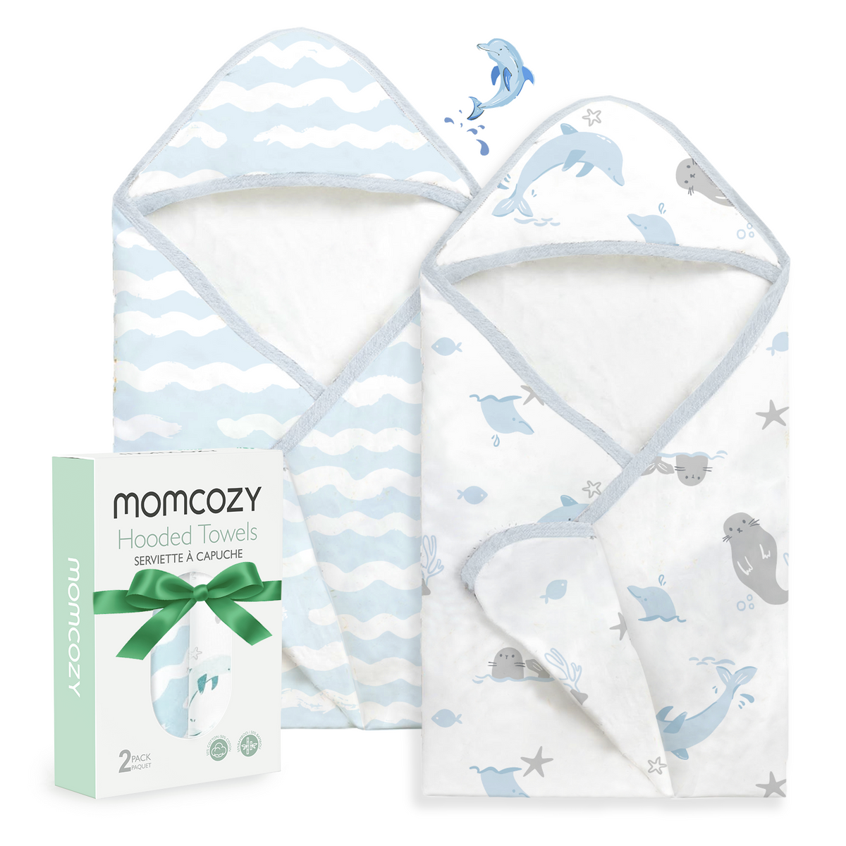 Asciugamano con Cappuccio per Neonato, Ideale per Baby Shower - Confezione da 2
