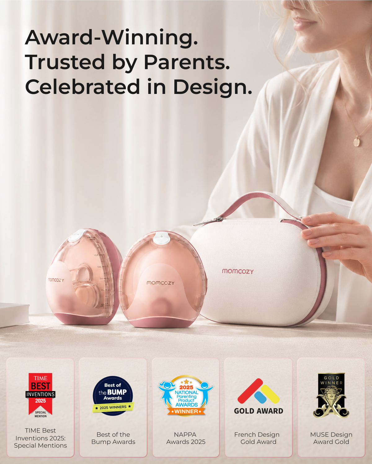 Momcozy Tiralatte Indossabile Air 1 + 120 Sacchetti Conservazione Latte Materno