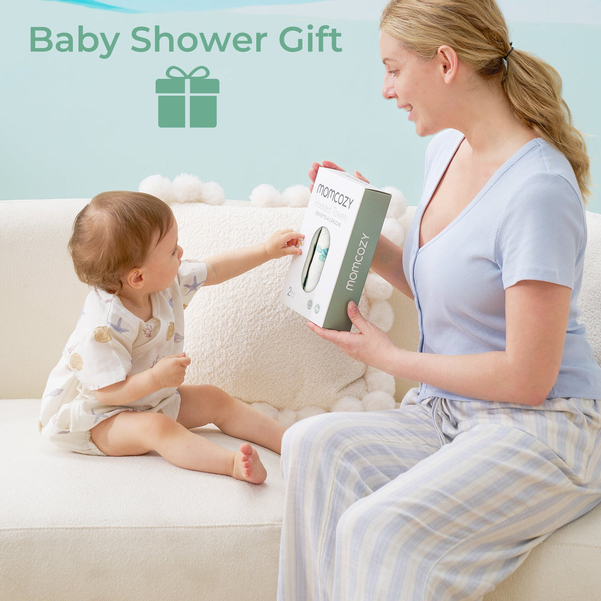 Asciugamano con Cappuccio per Neonato, Ideale per Baby Shower - Confezione da 2