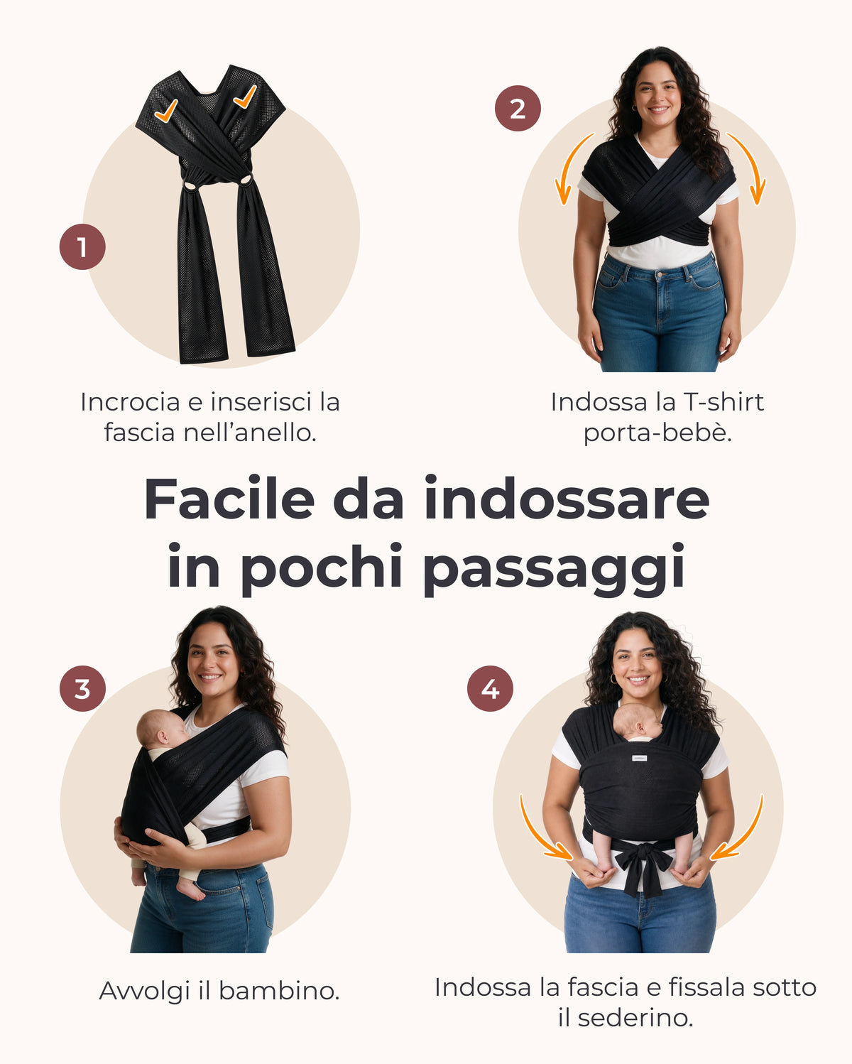 Fascia Porta Bebè Facile da Indossare | Mani Libere