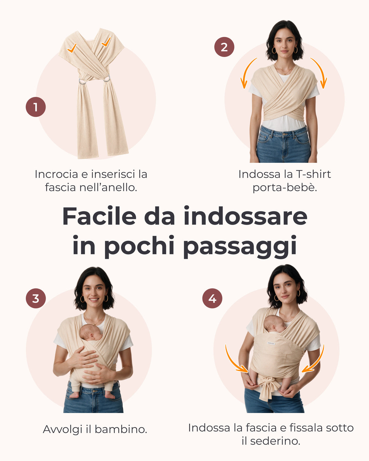 Fascia Porta Bebè Facile da Indossare | Mani Libere