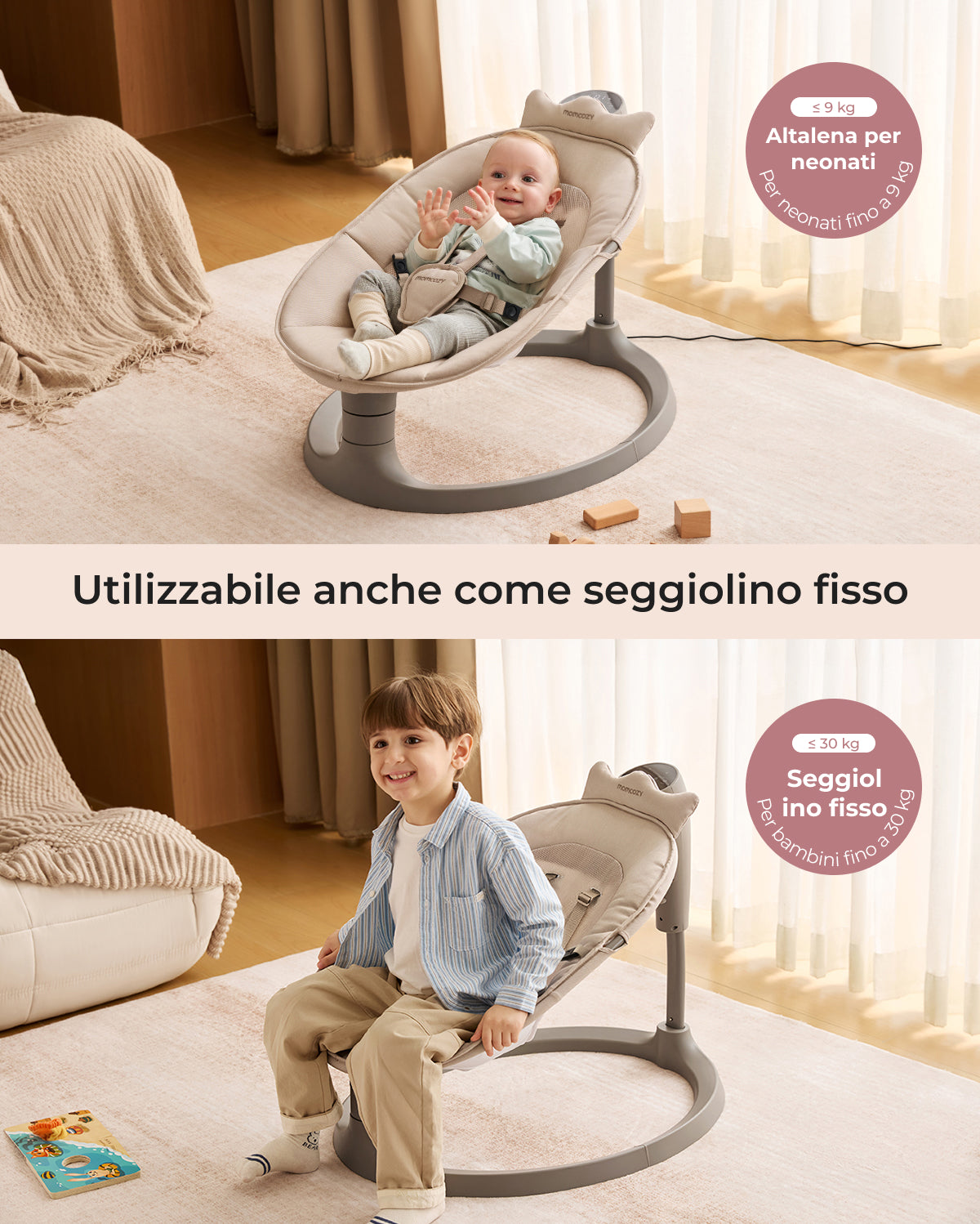 Momcozy 2-in-1 Electric Baby Swing