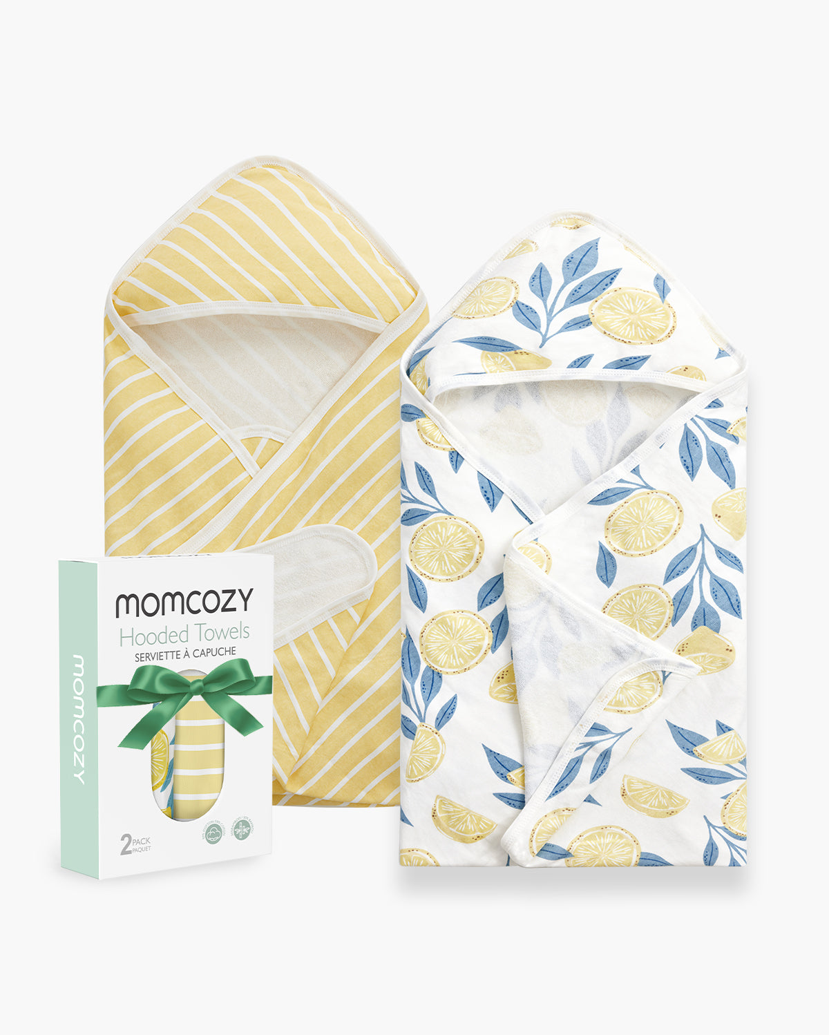 Asciugamano con Cappuccio per Neonato, Ideale per Baby Shower - Confezione da 2