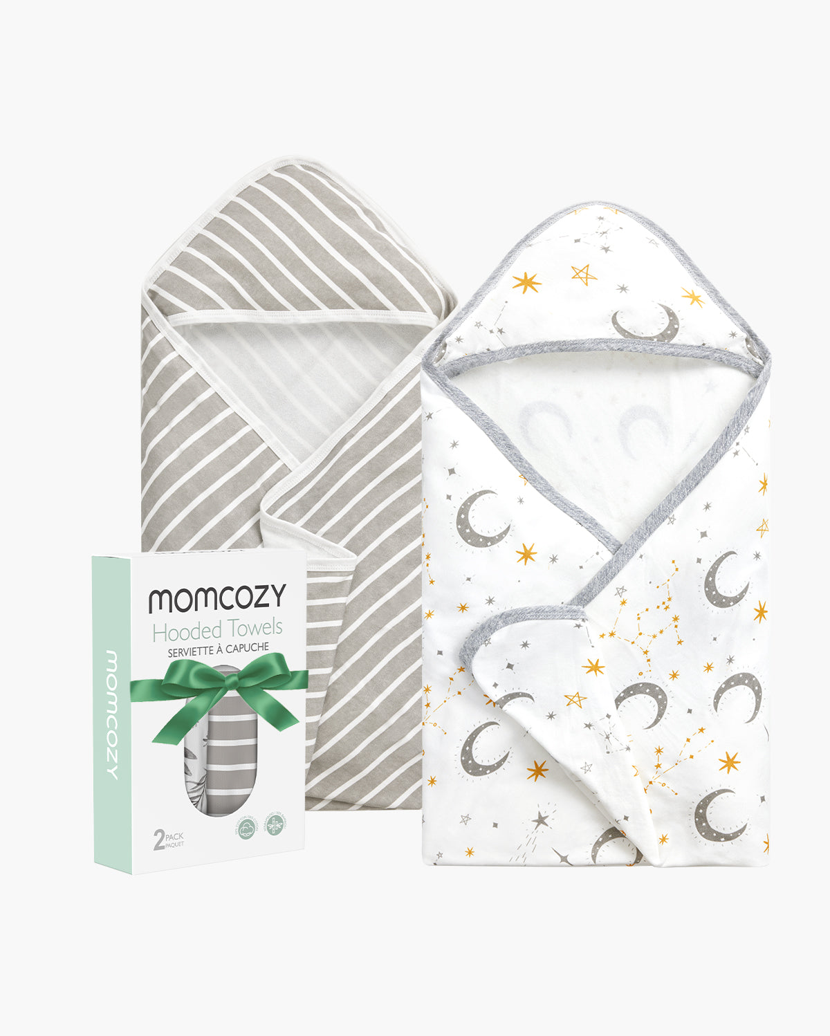 Asciugamano con Cappuccio per Neonato, Ideale per Baby Shower - Confezione da 2