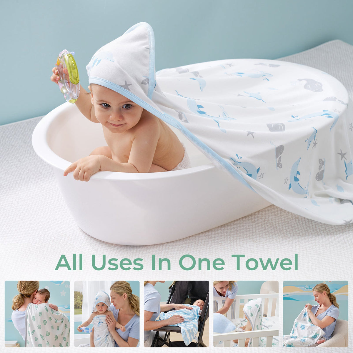 Asciugamano con Cappuccio per Neonato, Ideale per Baby Shower - Confezione da 2