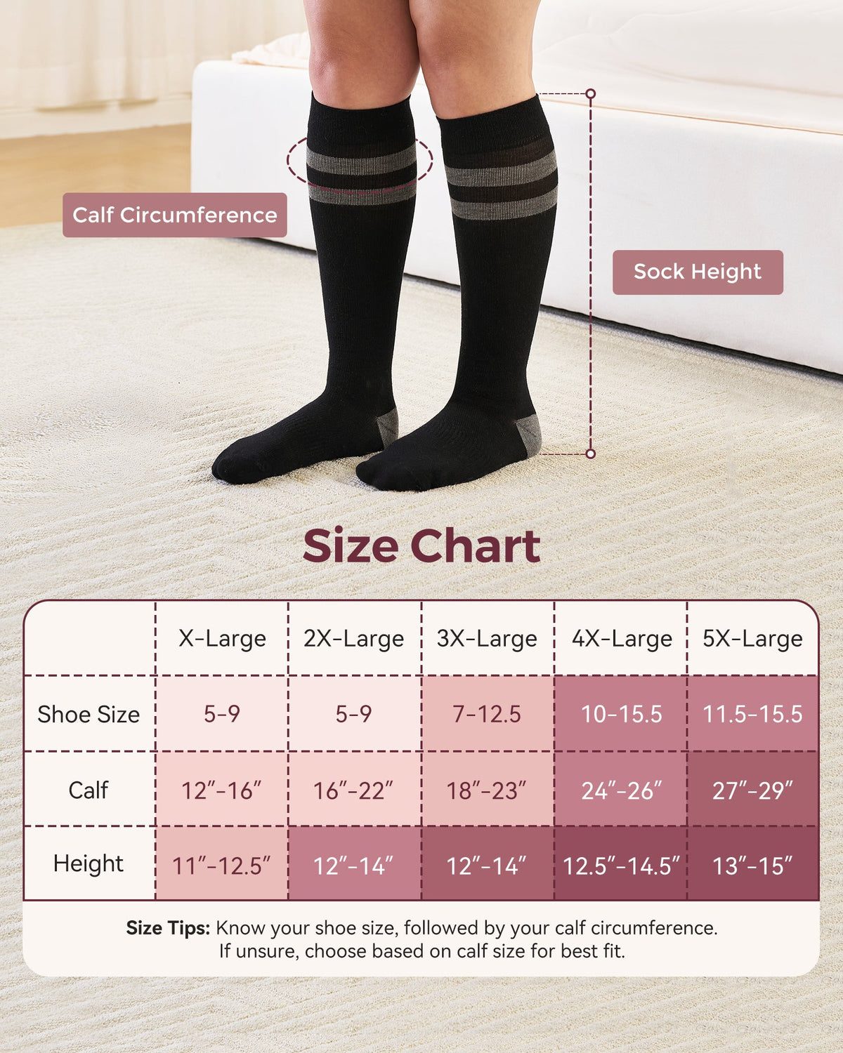 Momcozy - Calze a Compressione Graduata da Donna per Polpacci Grandi