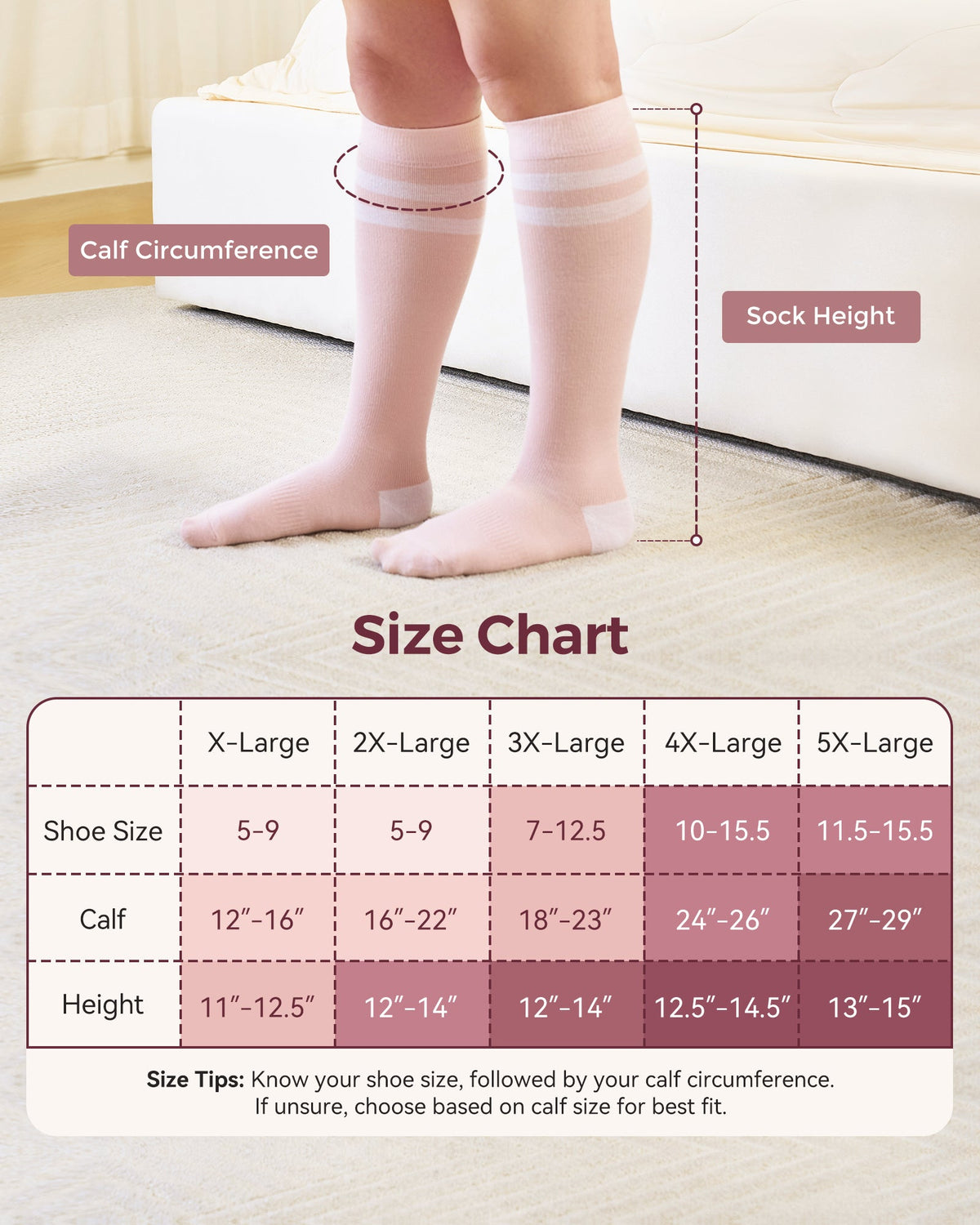 Momcozy - Calze a Compressione Graduata da Donna per Polpacci Grandi