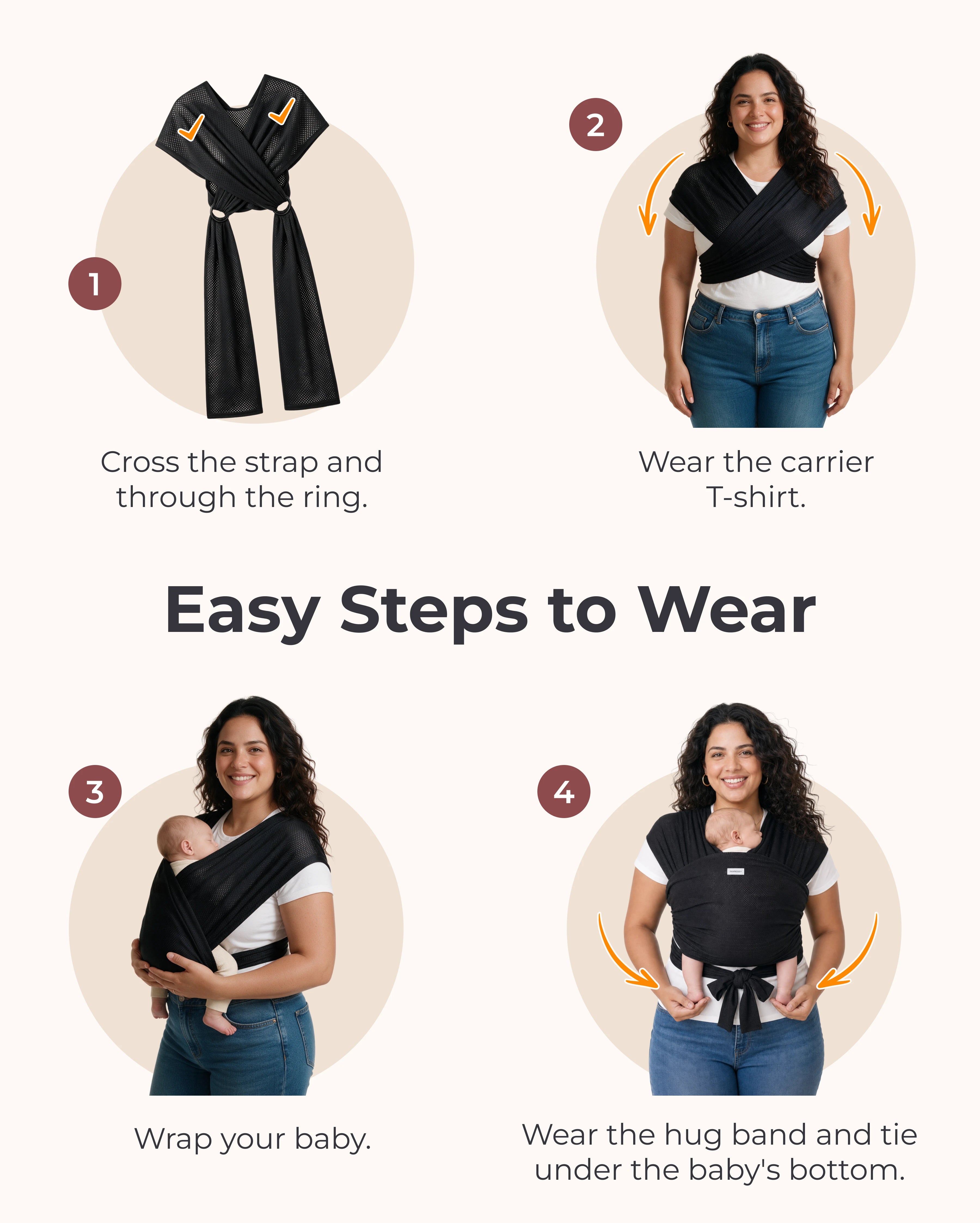 Easy to Wear Hands Free - Baby Wrap Carrier