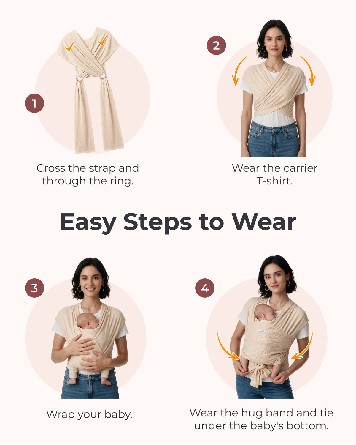 Easy to Wear Hands Free - Baby Wrap Carrier