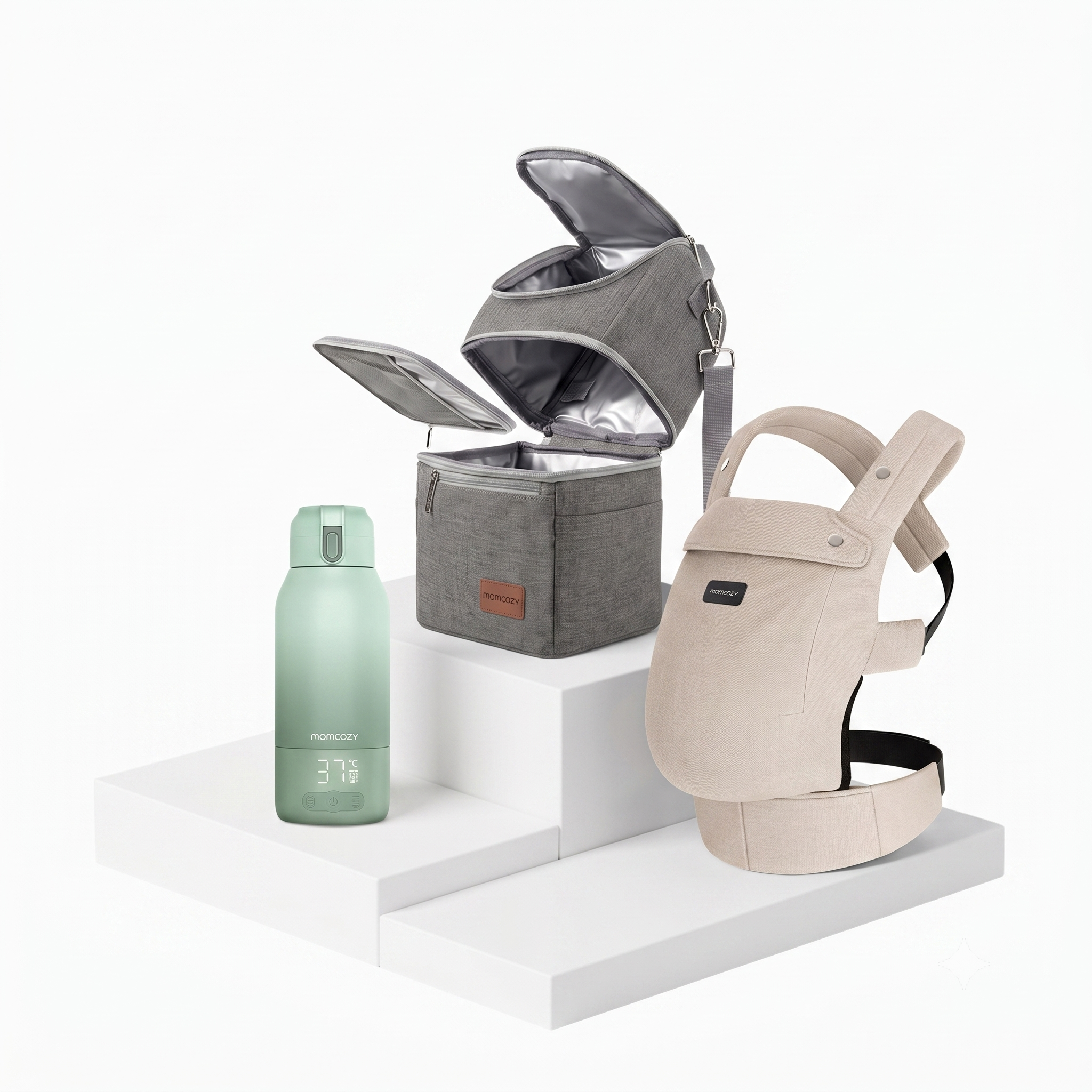 Kit In Movimento: Marsupio Neonato PureHug, Borsa Termica per Latte Materno e Scaldabiberon
