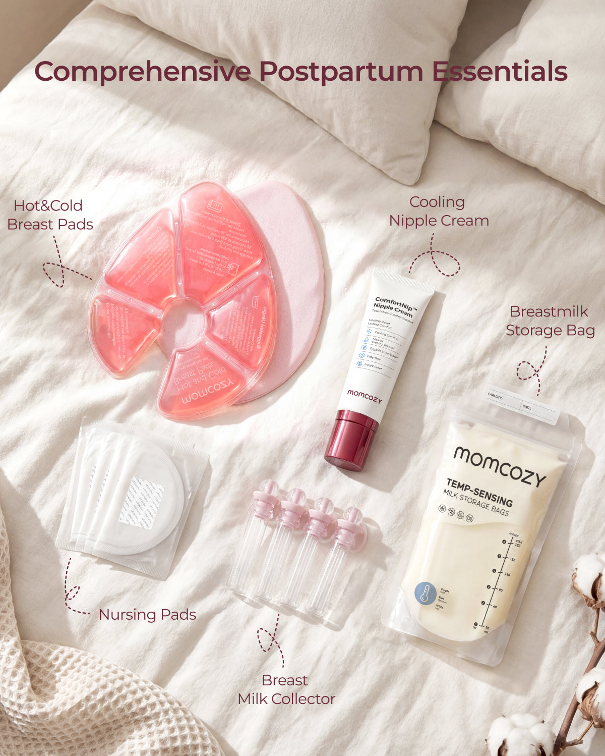 Momcozy Kit Allattamento e Post-Partum (73 Pezzi)