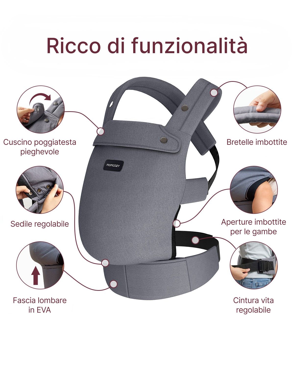 Marsupio per Neonati PureHug - Ergonomico, comodo e leggero